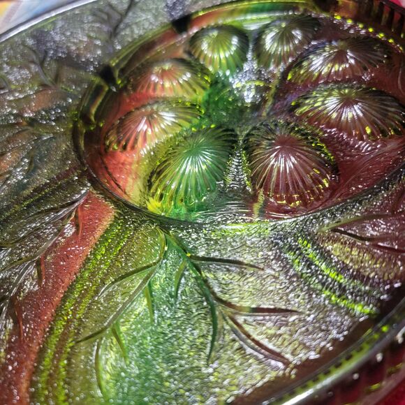 Indiana Green Glass Deviled Egg & Relish Dish‎ Serving Platter 13" Entertaining - Picture 11 of 11